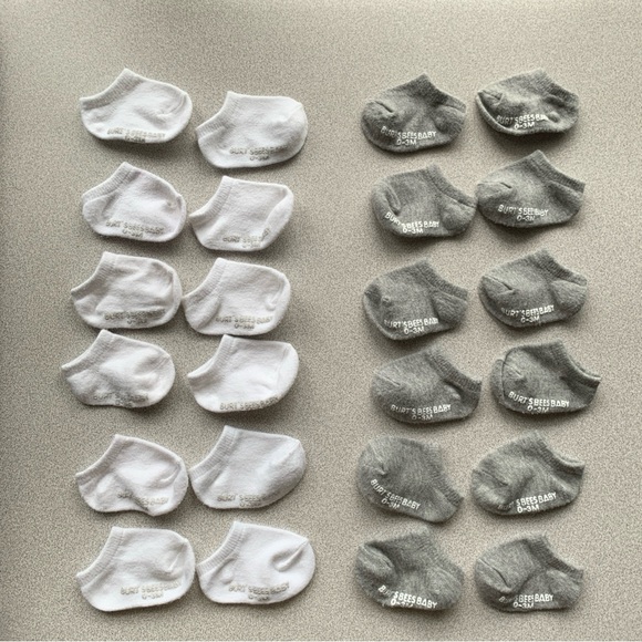 Burt's Bees Baby White and Gray Socks 12 Pairs 0-3 Mos - Picture 11 of 12